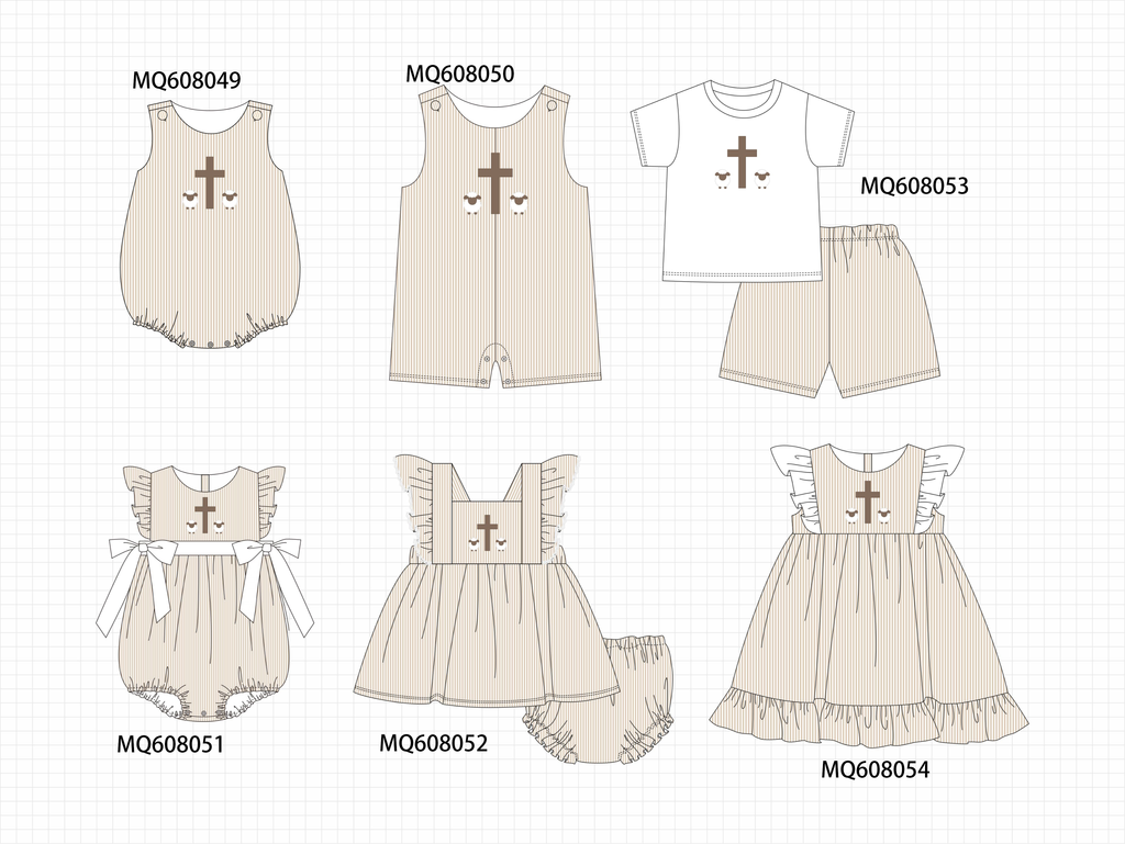 ETA MARCH 2026-po103 Khaki cross sheep embroidery stripe collection