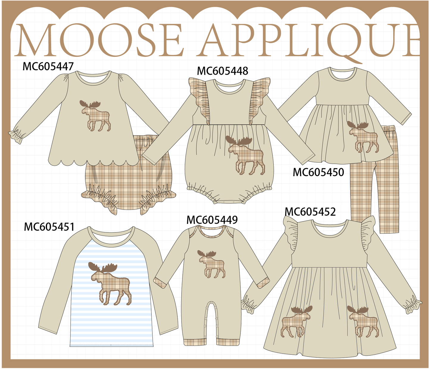 PO93 Khaki moose applique plaid collection - ETA mid-November to LC