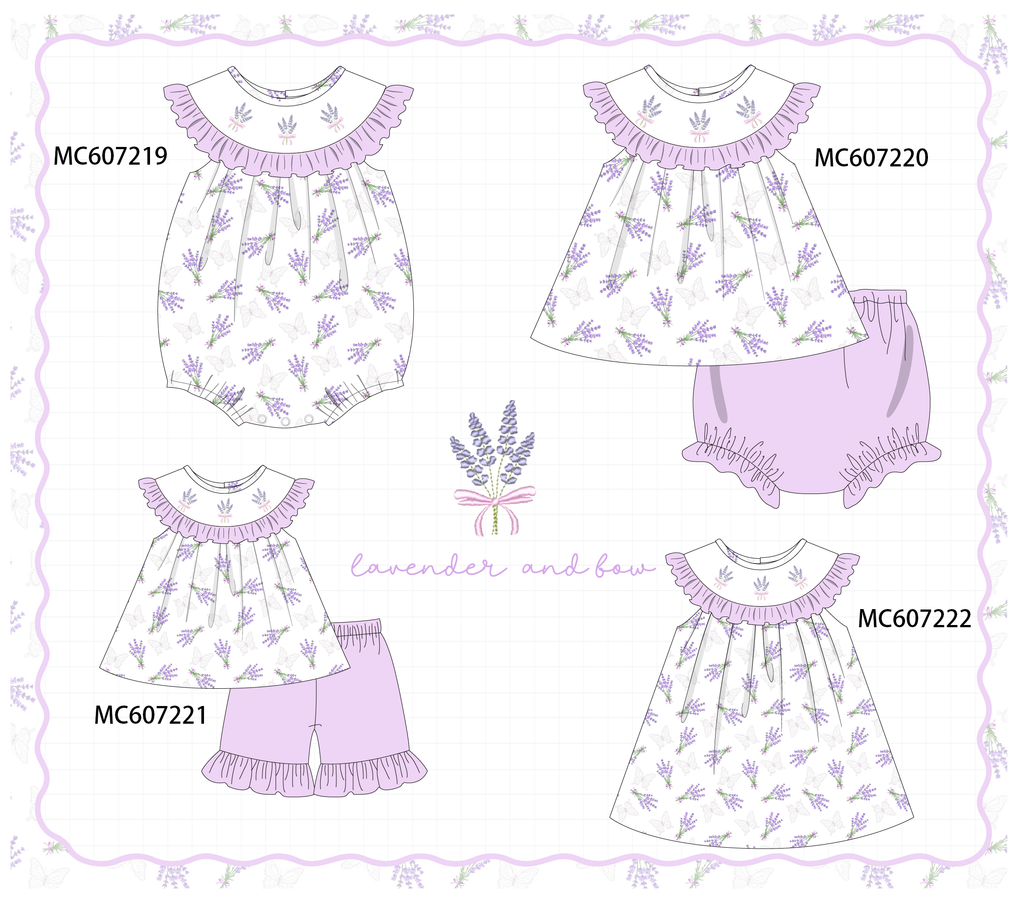 PO99 Lavender bow embroidery ruffle collection