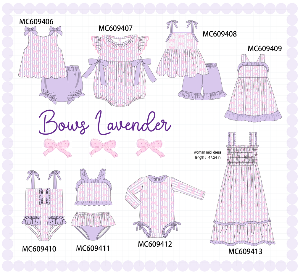 ETA MARCH 2026-po104 Lavender bow ruffle collection