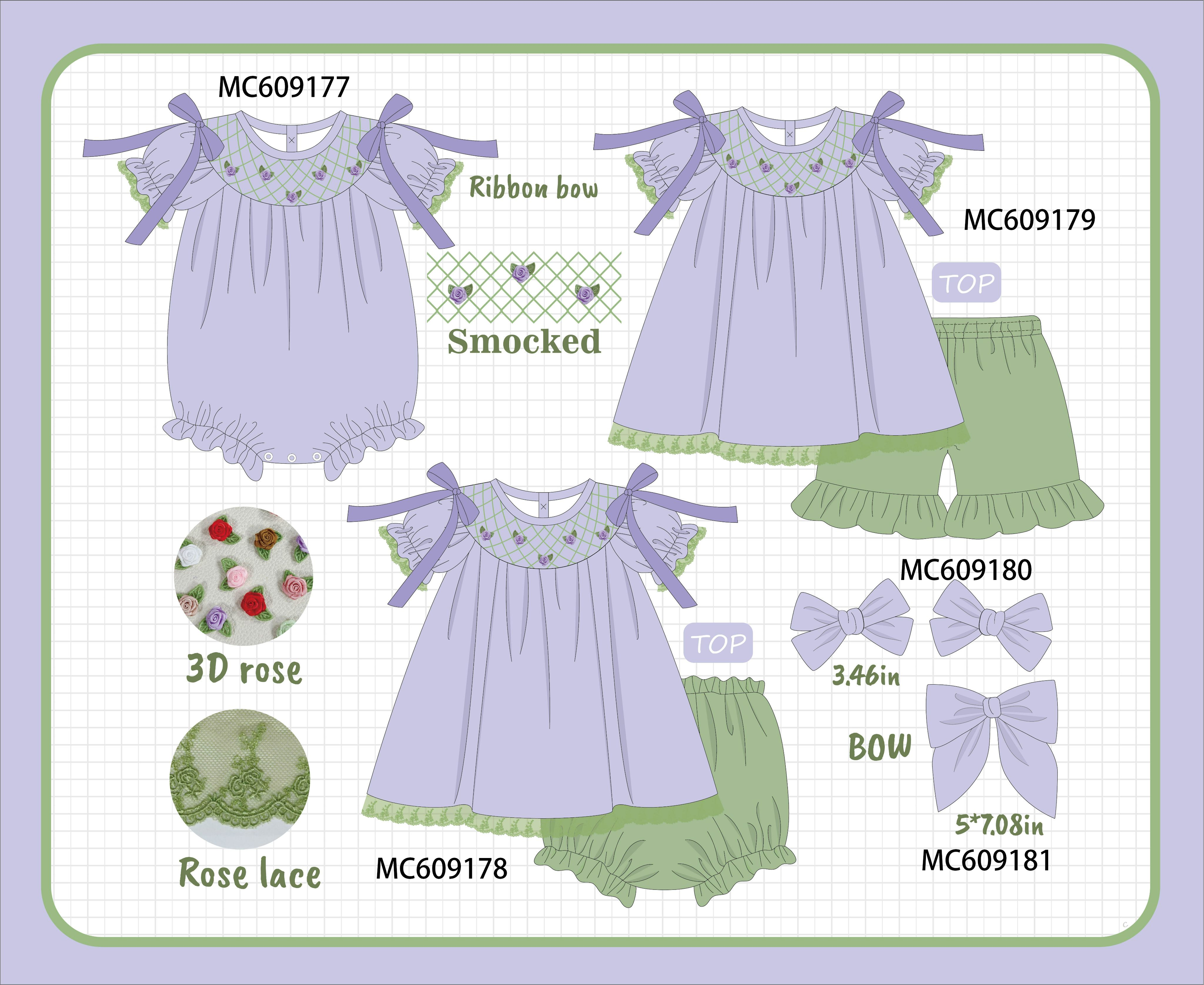 ETA MARCH 2026-po104 Lavender floral smocked ruffle collection