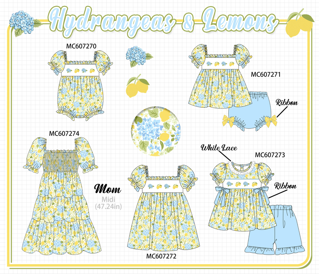 PO99 Lemon hydrangea embroidery collection