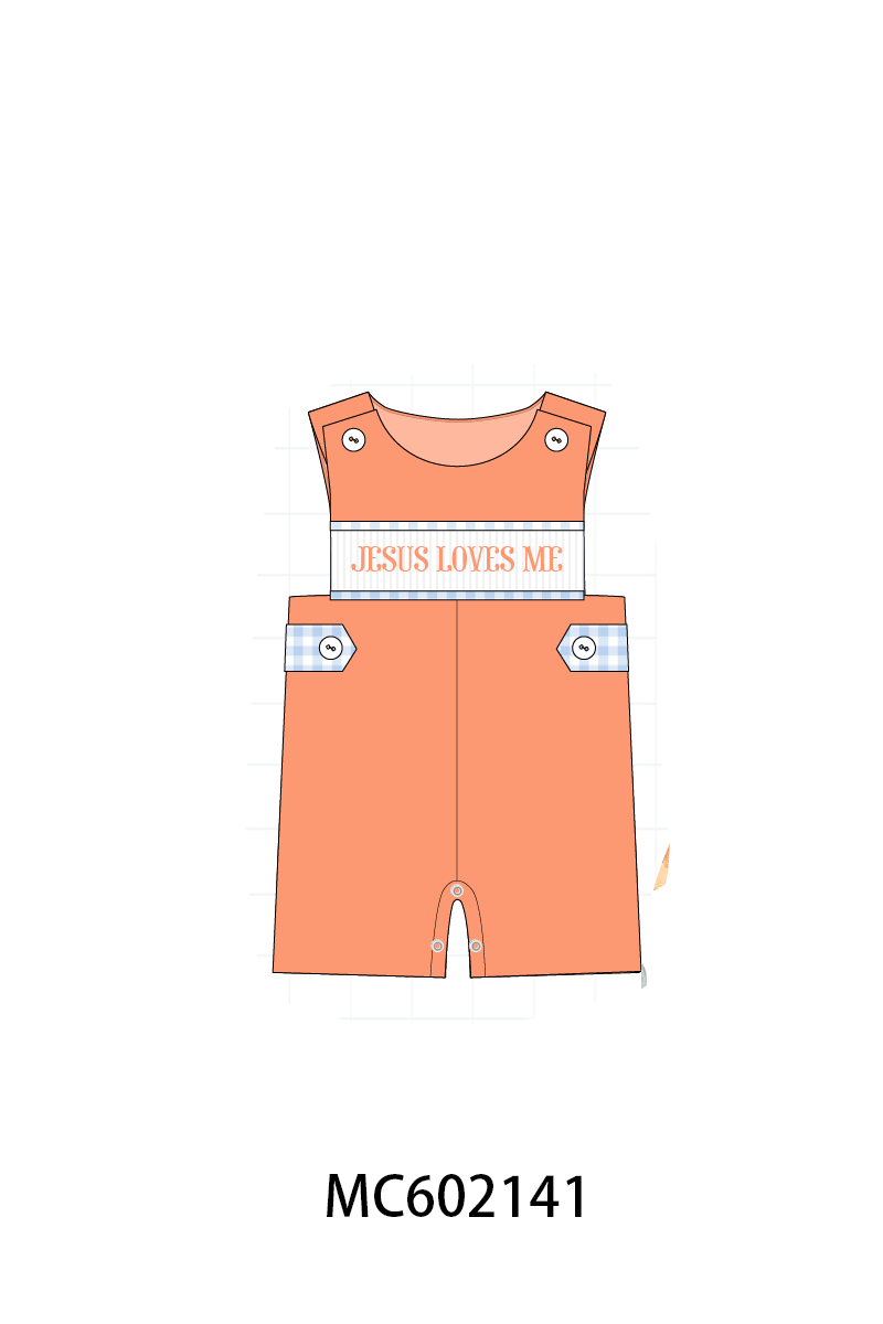 PO81 Coral floral jesus loves me smocked collection