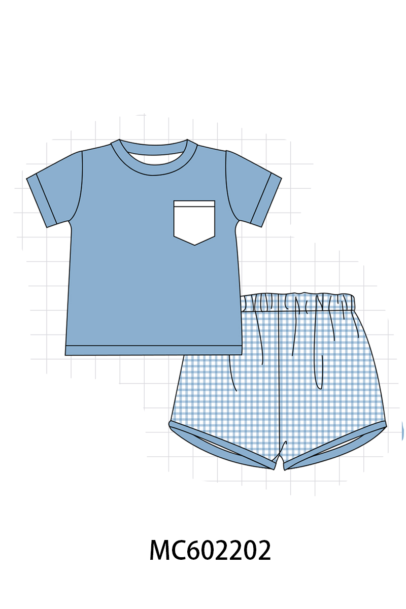 PO81 Blue floral smocked bow collection