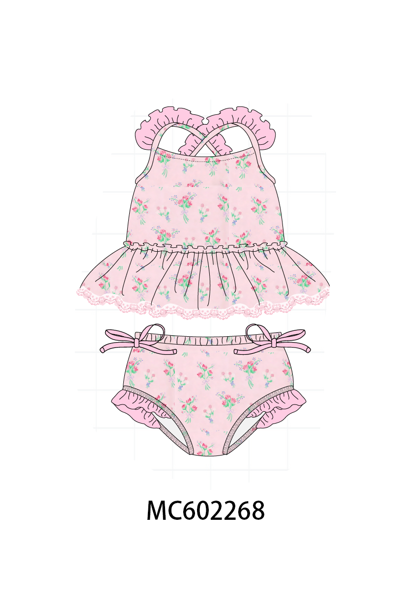 PO81 Pink floral print ruffle collection