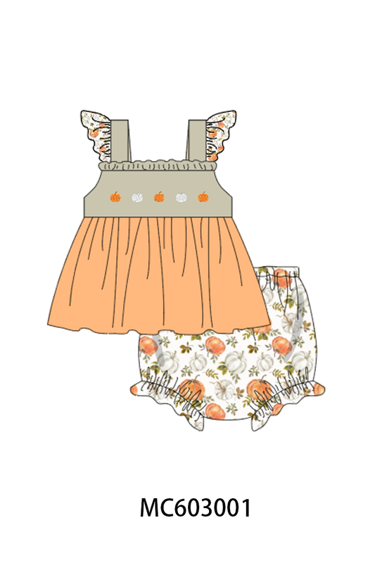 PO83 Orange pumpkin embroidery collection