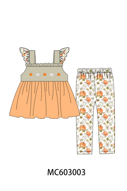 PO83 Orange pumpkin embroidery collection
