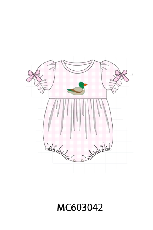 PO83 Pink mallard applique gingham girl collection