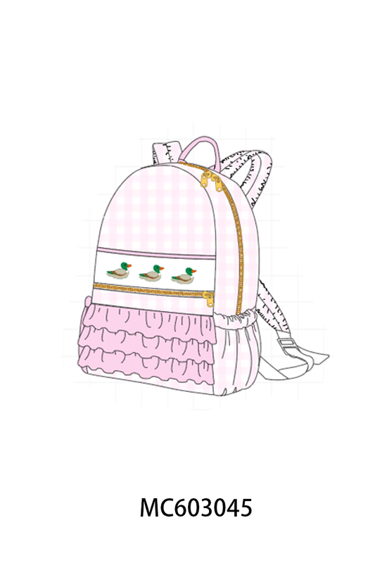 PO83 Pink mallard applique gingham girl collection