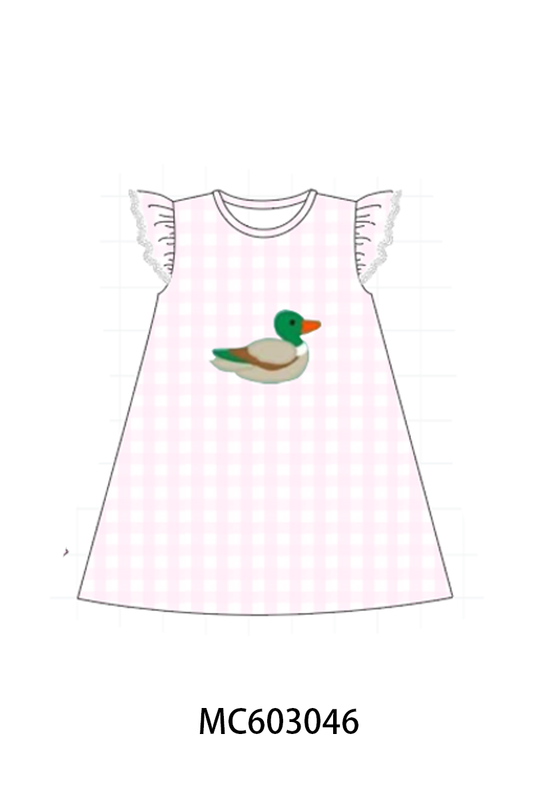 PO83 Pink mallard applique gingham girl collection