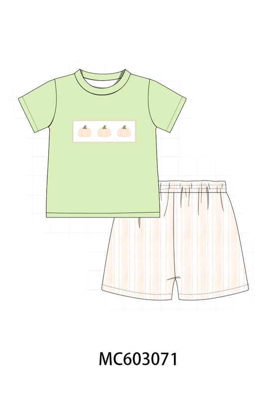 PO83 Pink&green pumpkin embroidery ruffle collection (eta August)