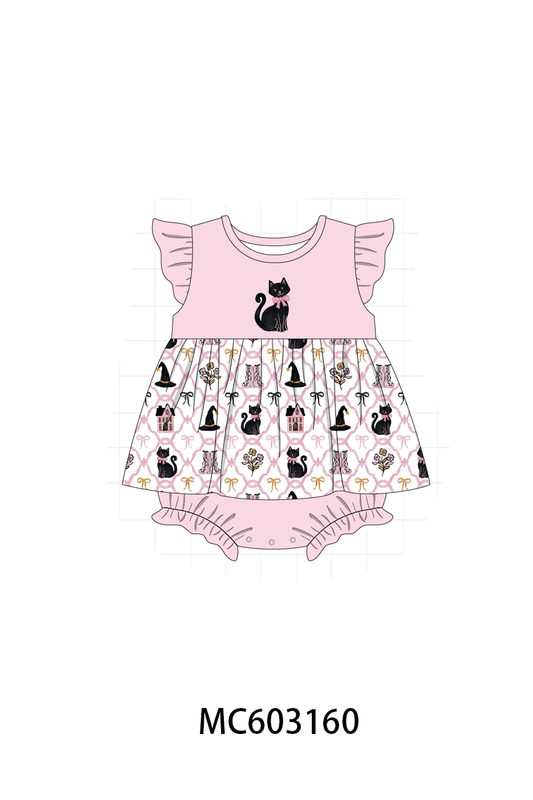 PO83 Pink halloween cat embroidery collection (eta August)