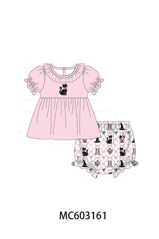 PO83 Pink halloween cat embroidery collection (eta August)