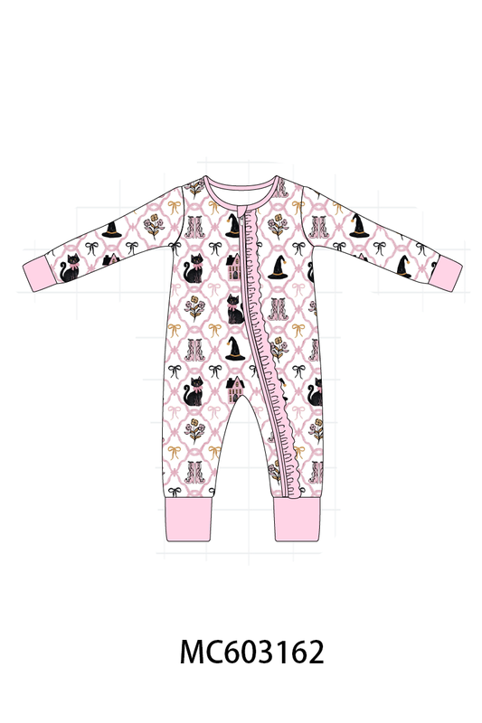 PO83 Pink halloween cat embroidery collection (eta August)