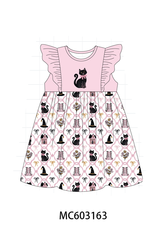 PO83 Pink halloween cat embroidery collection (eta August)