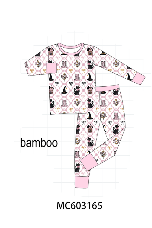 PO83 Pink halloween cat embroidery collection (eta August)