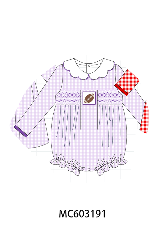 PO83 Multicolored football smocked gingham collection 1 (eta August)