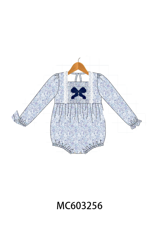 PO83 Navy floral bow smocked collection (eta August)