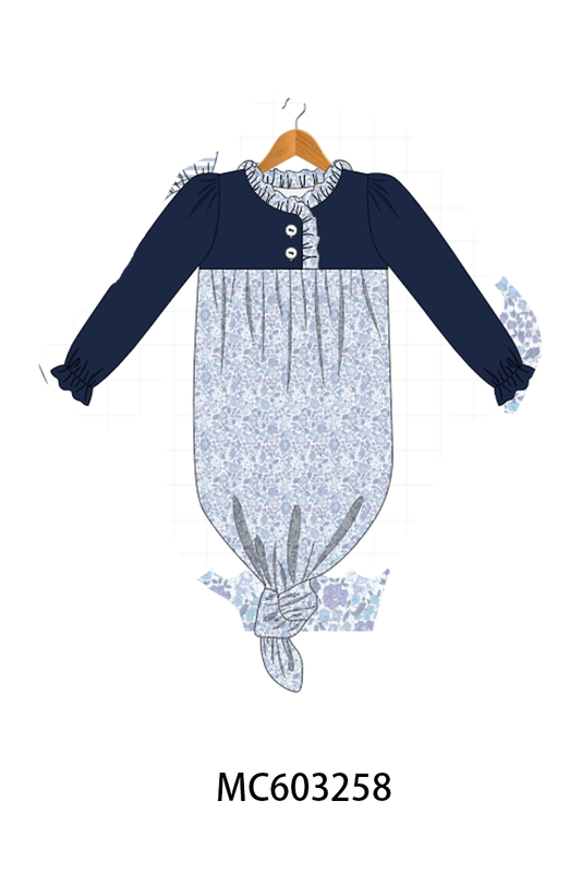 PO83 Navy floral bow smocked collection (eta August)