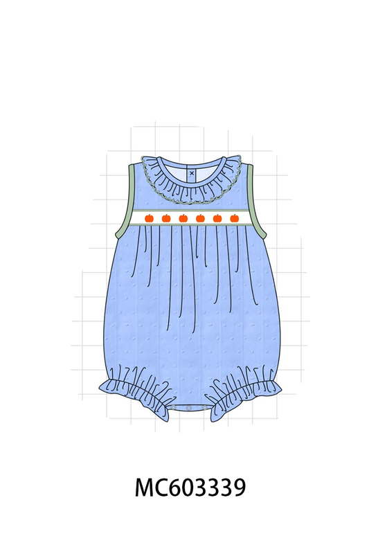 PO83 Blue&green pumpkin embroidery ruffle jacquard collection (eta August)