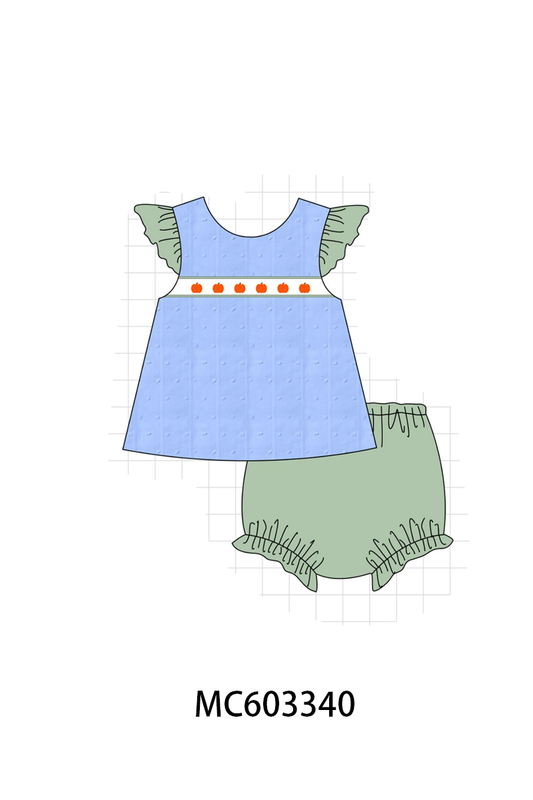 PO83 Blue&green pumpkin embroidery ruffle jacquard collection (eta August)