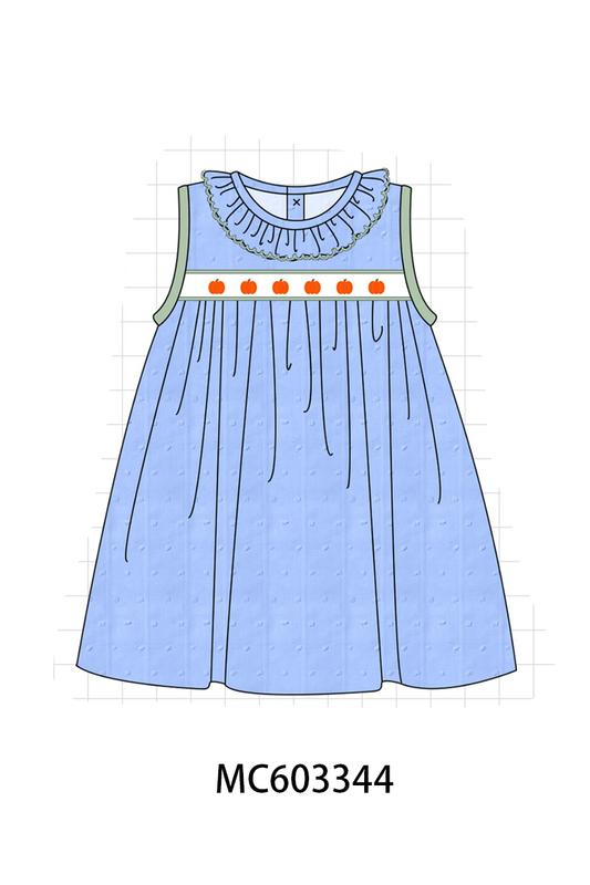 PO83 Blue&green pumpkin embroidery ruffle jacquard collection (eta August)