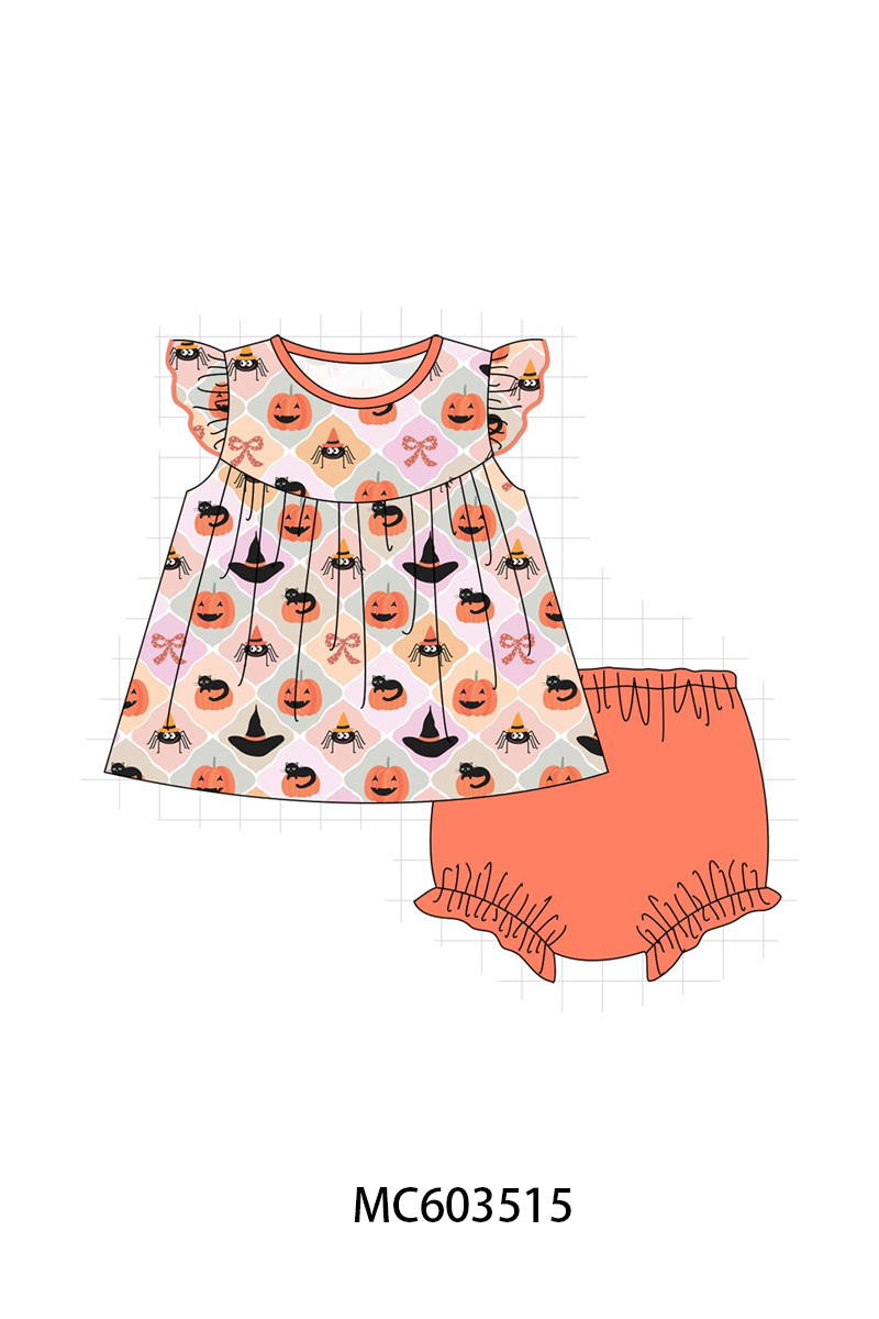 PO85 Halloween pumpkin spider bow ribbon ruffle collection - ETA  LATE AUGUST to LC