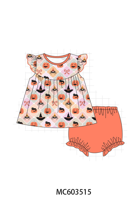 PO85 Halloween pumpkin spider bow ribbon ruffle collection - ETA  LATE AUGUST to LC