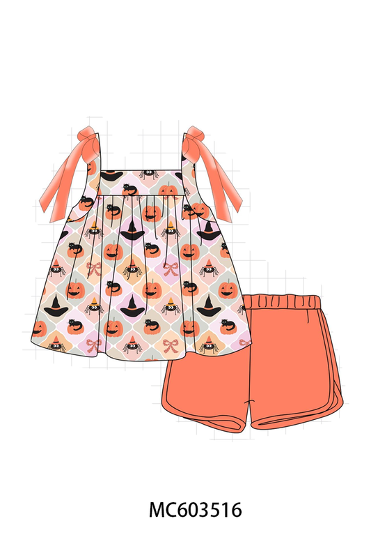 PO85 Halloween pumpkin spider bow ribbon ruffle collection - ETA  LATE AUGUST to LC