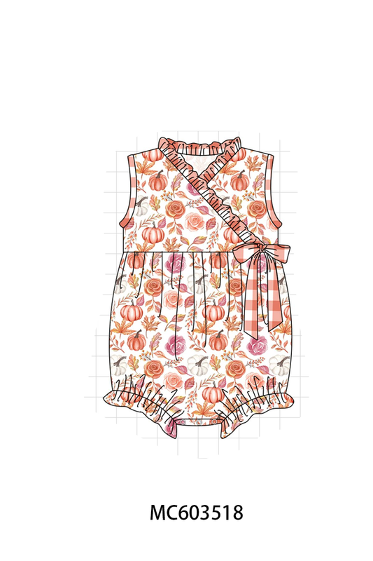 PO85 Pumpkin rose leaves print ruffle collection - ETA  LATE AUGUST to LC