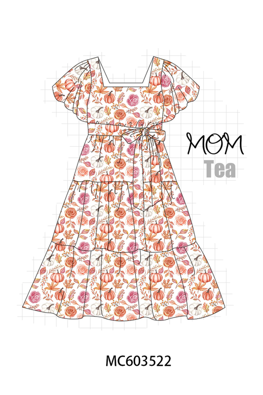 PO85 Pumpkin rose leaves print ruffle collection - ETA  LATE AUGUST to LC