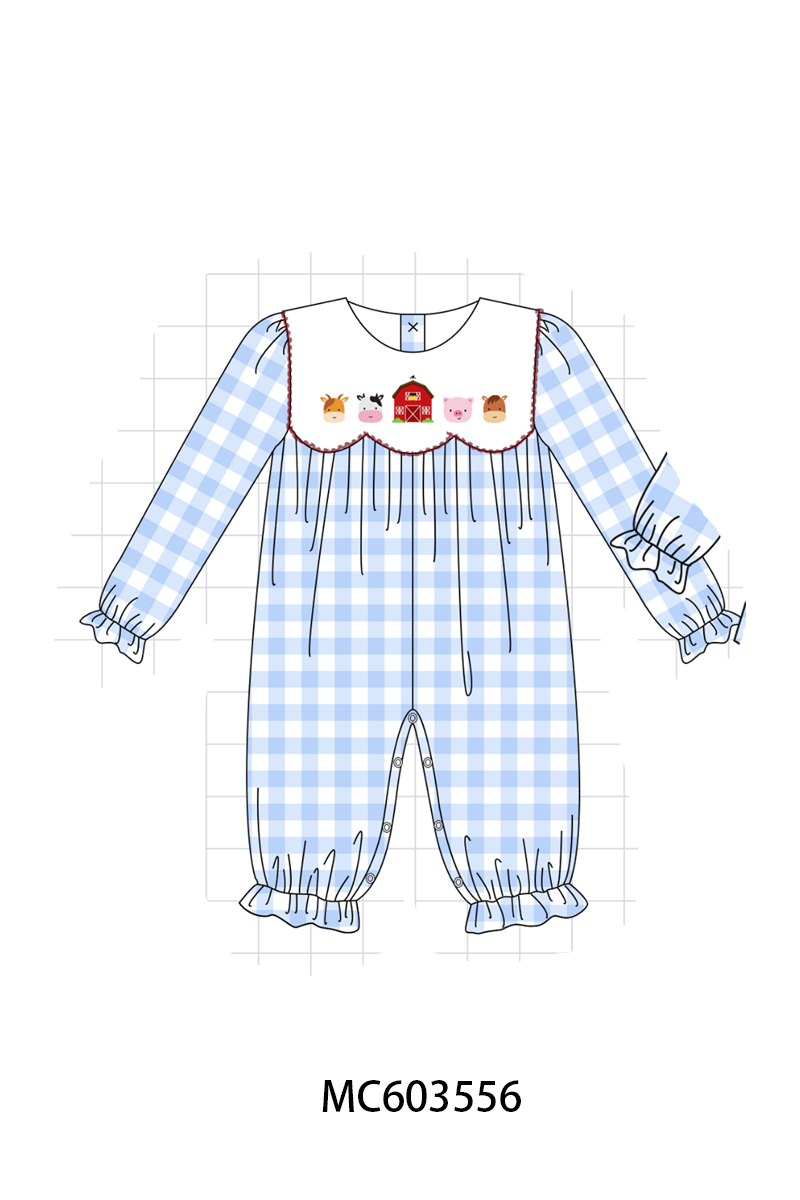 PO85 Blue farm embroidery gingham collection - ETA  LATE AUGUST to LC