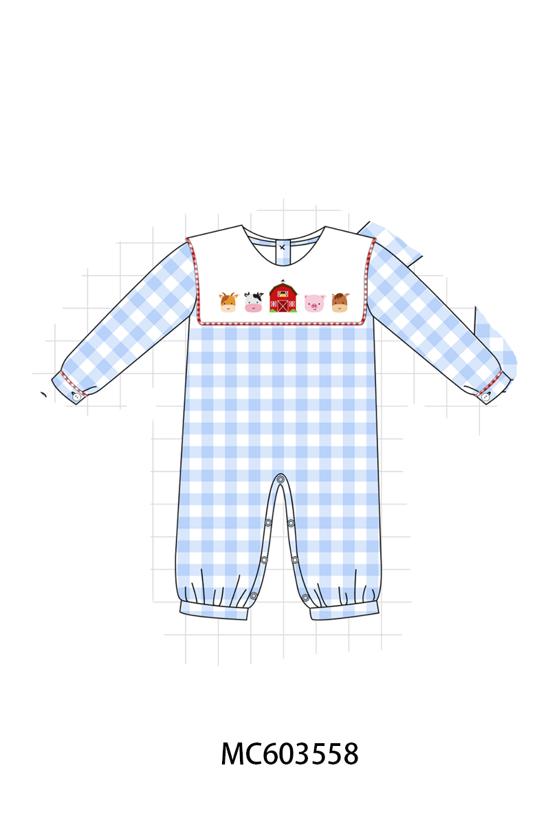 PO85 Blue farm embroidery gingham collection - ETA  LATE AUGUST to LC