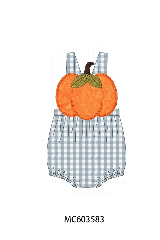 PO85 Orange pumpkin applique gingham collection - ETA  LATE AUGUST to LC