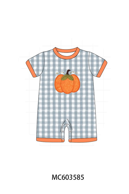 PO85 Orange pumpkin applique gingham collection - ETA  LATE AUGUST to LC