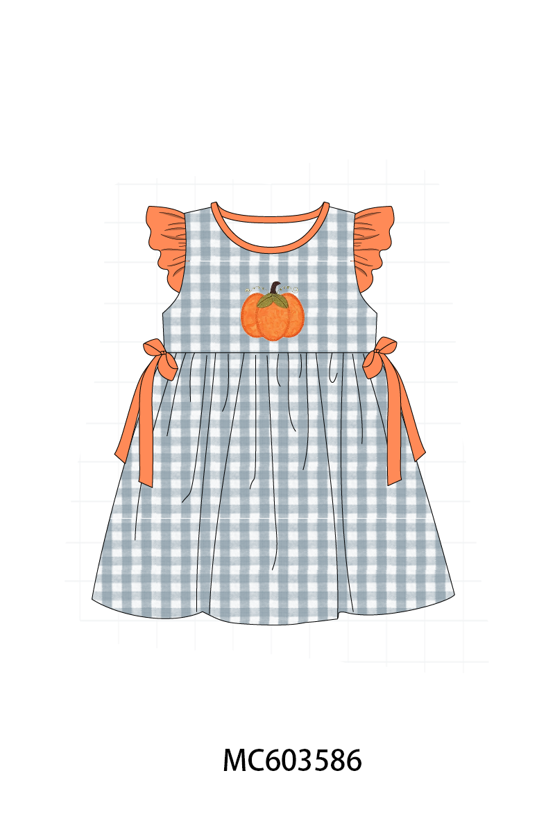 PO85 Orange pumpkin applique gingham collection - ETA  LATE AUGUST to LC