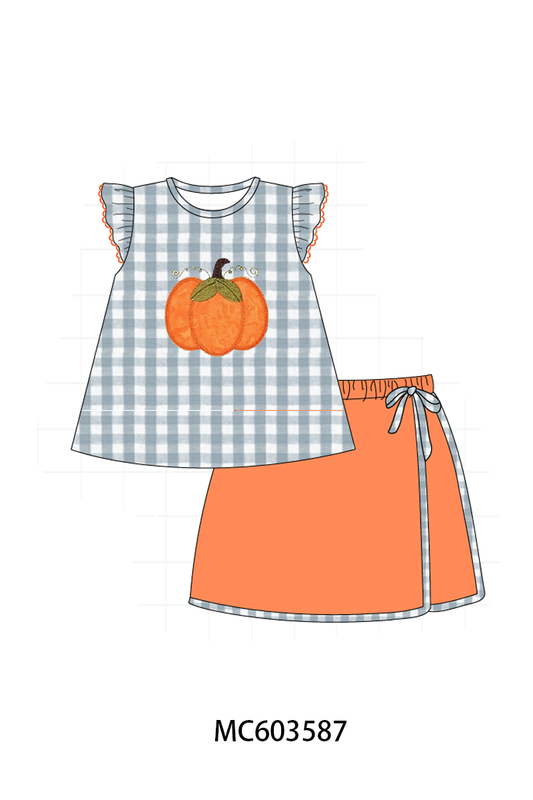 PO85 Orange pumpkin applique gingham collection - ETA  LATE AUGUST to LC