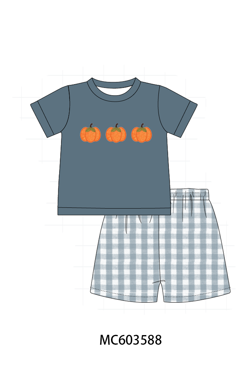 PO85 Orange pumpkin applique gingham collection - ETA  LATE AUGUST to LC