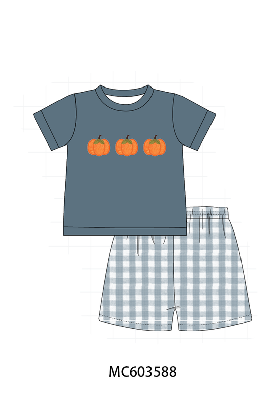 PO85 Orange pumpkin applique gingham collection - ETA  LATE AUGUST to LC