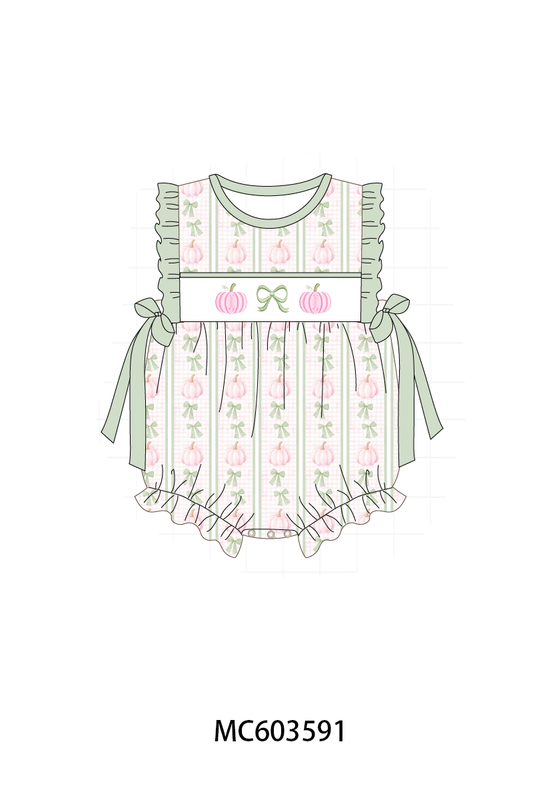 PO85 Sage pumpkin bow eembroidery stripe ruffle collection - ETA  LATE AUGUST to LC