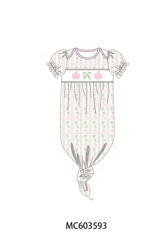 PO85 Sage pumpkin bow eembroidery stripe ruffle collection - ETA  LATE AUGUST to LC