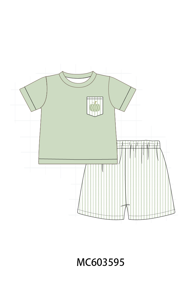 PO85 Sage pumpkin bow eembroidery stripe ruffle collection - ETA  LATE AUGUST to LC