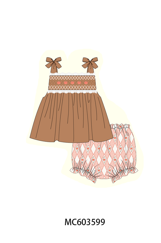 PO85 Brown pumpkin smocked lace collection - ETA  LATE AUGUST to LC
