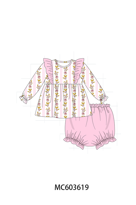 PO85 Pink rose stripe print ruffle collection - ETA  LATE AUGUST to LC