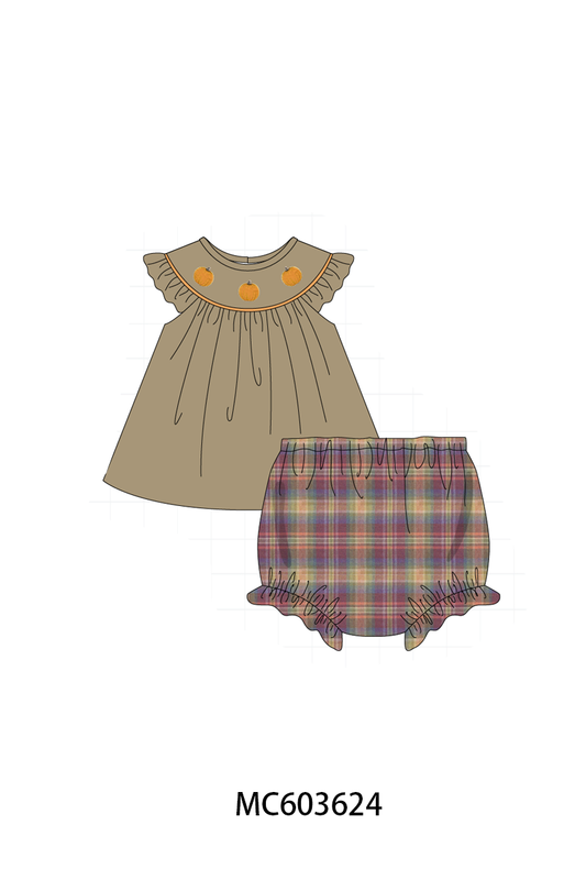 PO85 Camel pumpkin embroidery ruffle collection - ETA  LATE AUGUST to LC