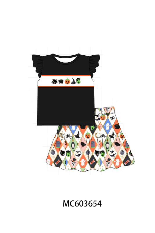 PO85 Black halloween pumpkin embroidery collection