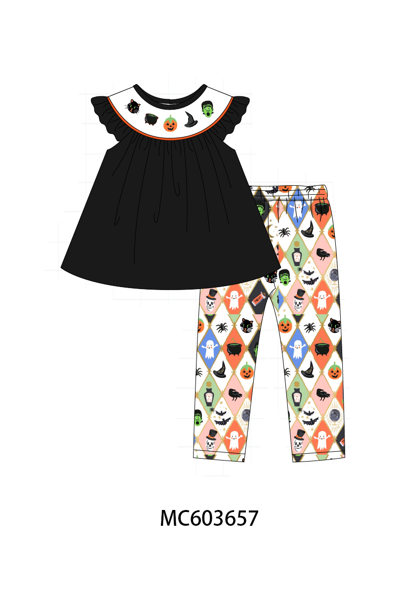 PO85 Black halloween pumpkin embroidery collection