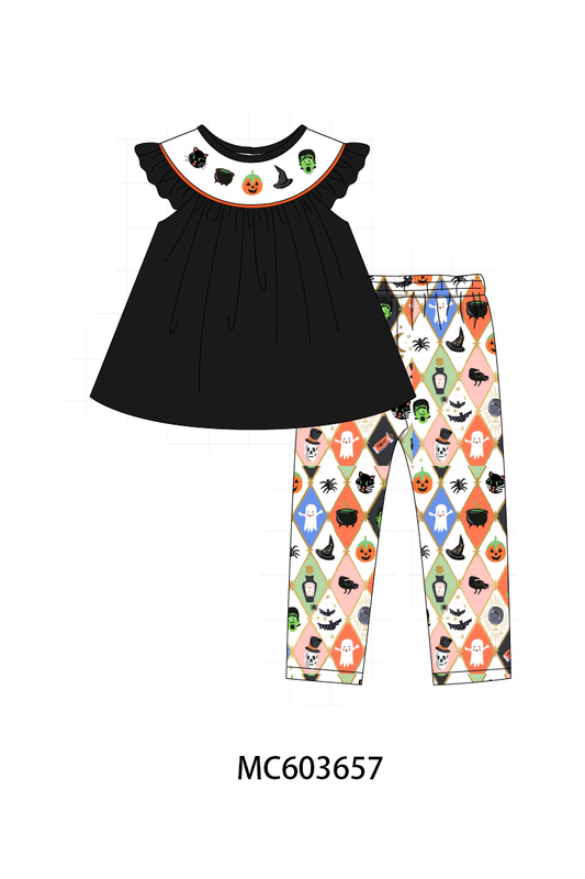 PO85 Black halloween pumpkin embroidery collection