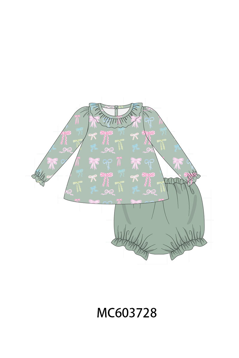 PO85 Sage bow print ruffle collection - ETA  LATE AUGUST to LC