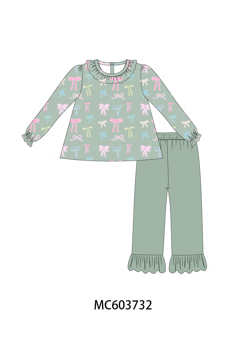 PO85 Sage bow print ruffle collection - ETA  LATE AUGUST to LC